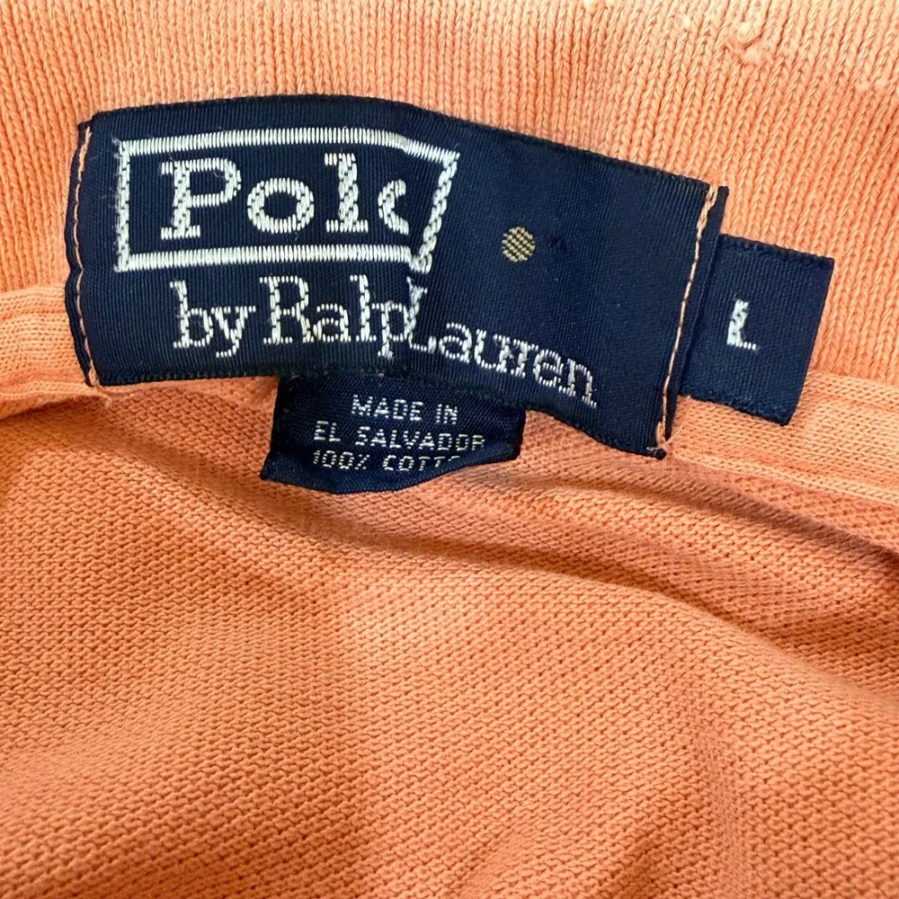 Polo Ralph Lauren Polo Shirt Mens L Orange Peach Classic Pique Cotton Golf Pony